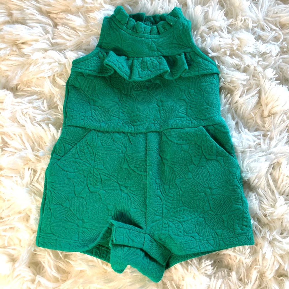 Little girls retro emerald green jumper